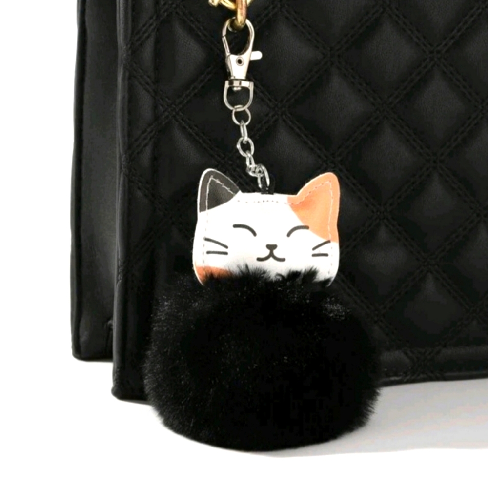 New cat pom pom purse charm or Keychain